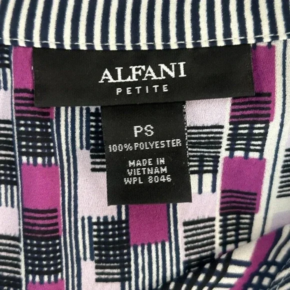 Alfani Blue and Pink Geometric Print Sleeveless Shirt Tunic Dress Size Small - Picture 4 of 5